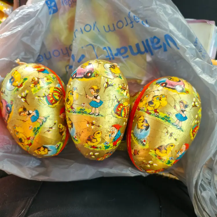 Vintage West German Paper Mache Easter Egg Candy Containers – Set of 3