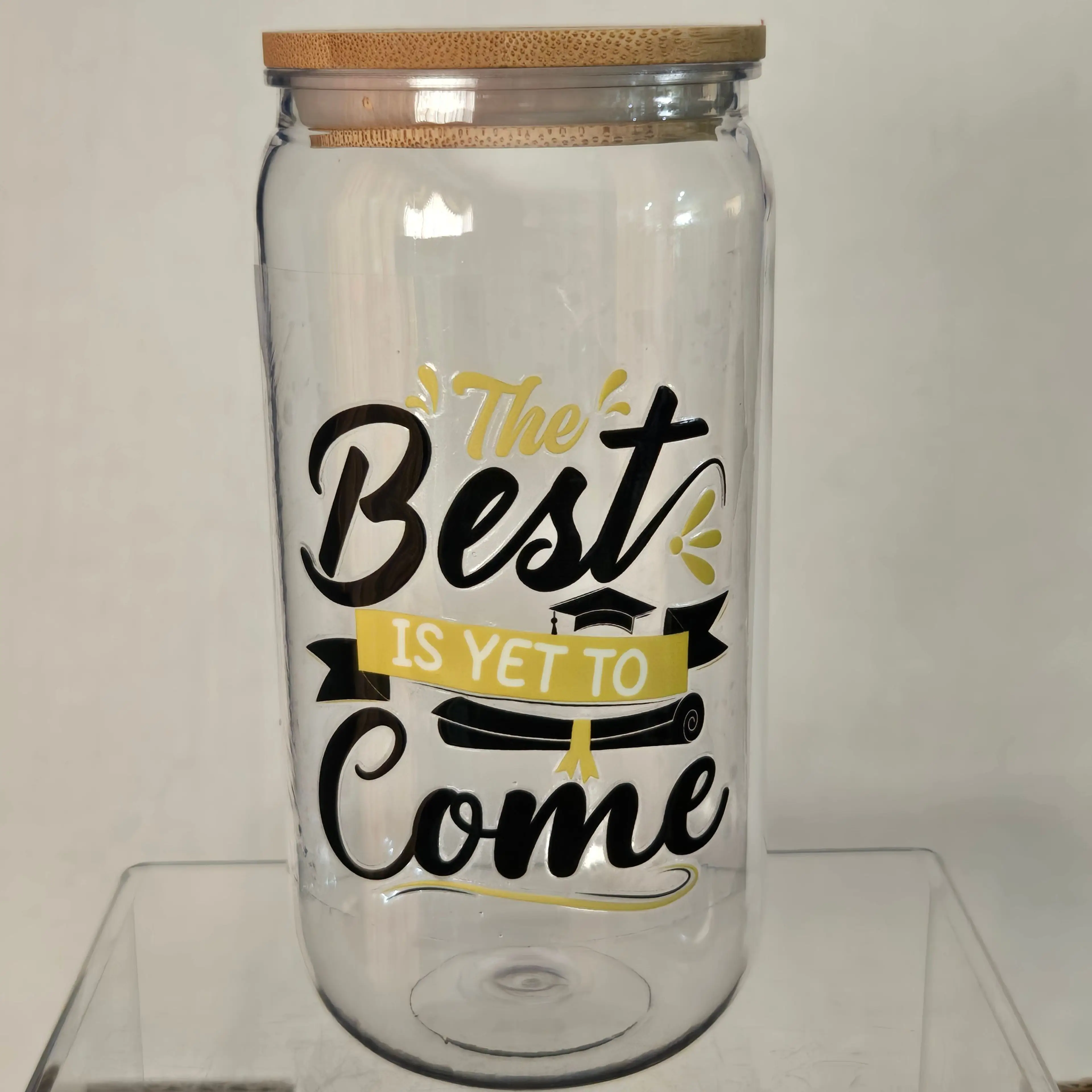 GRAD TUMBLER: "The Best Is Yet To Come" Bamboo Glass or Acrylic Tumbler