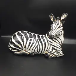 Vintage MCM Terracotta Hand-Painted Italian Zebra Sculpture
