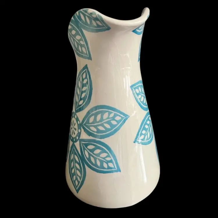 Farval Portugal Large  11.5” Pitcher with Pretty Light Blue/ Turquoise Flowers
