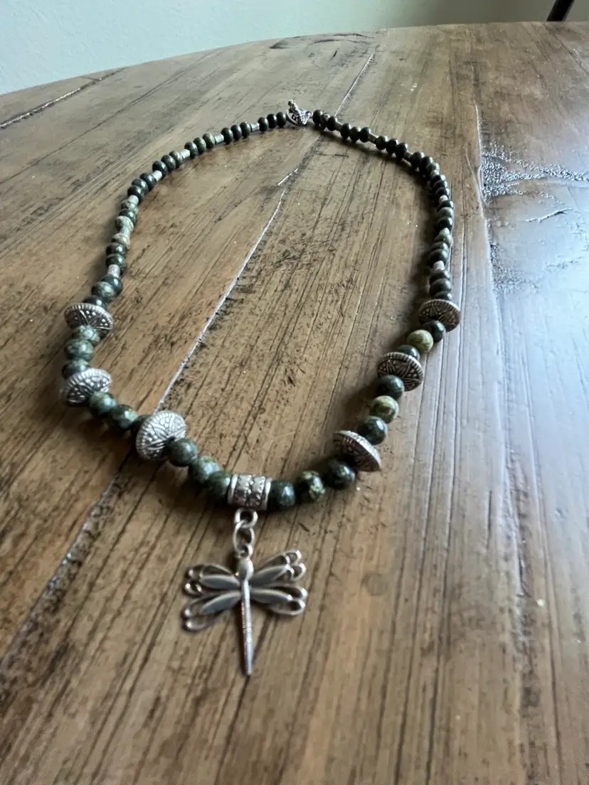 Jasper Dragonfly Gemstone Necklace