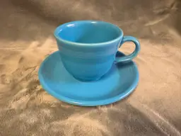 Fiesta Fiestaware Peacock Blue Tea Cup & Saucer Set Homer Laughlin HLC EUC