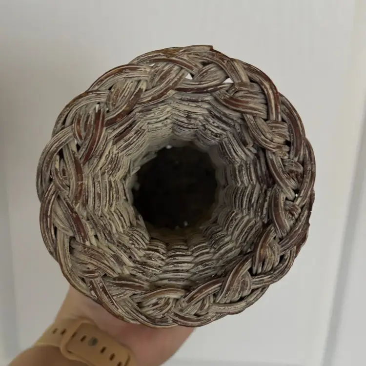Vintage Washed Wicker Vase