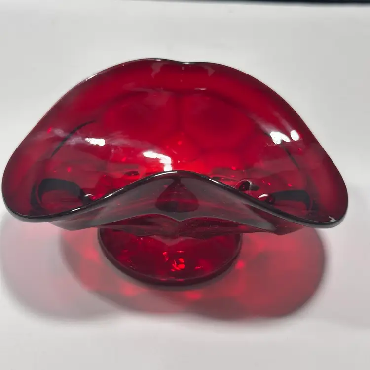 #1461 MCM, Ruby Red Glasses, Viking, Free Form Mini Candy Dish Footed