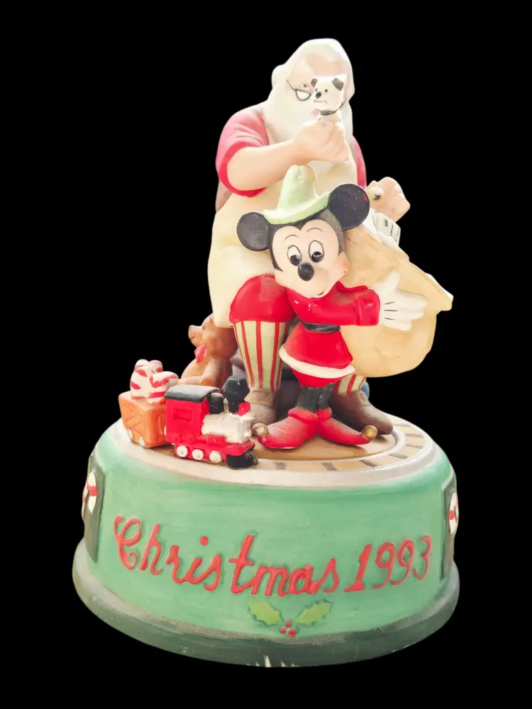 Vintage Mickey Mouse 1993 Santa Music Box “We Wish You A Merry  Christmas”