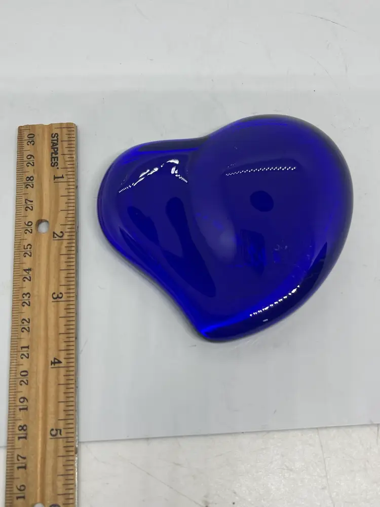 Vintage Elsa Peretti For Tiffany & Co Cobalt Blue Heart Paperweight