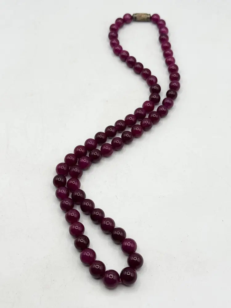 Vintage purple stone beaded long necklace