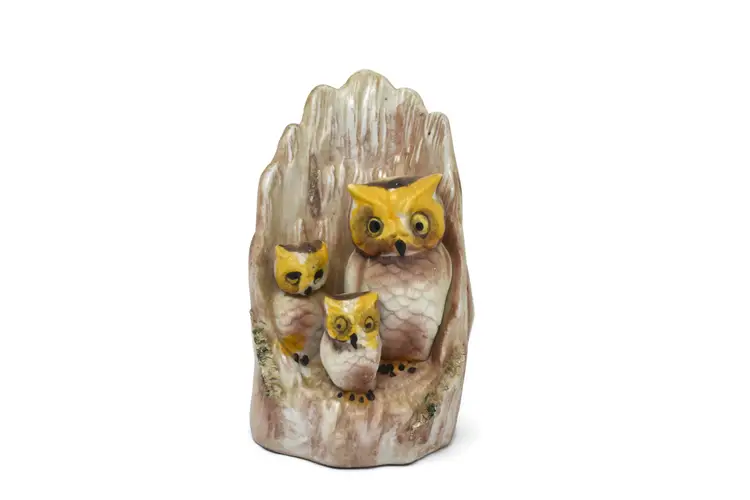 Three Owls Porcelain Figurine, 4.75" Tall