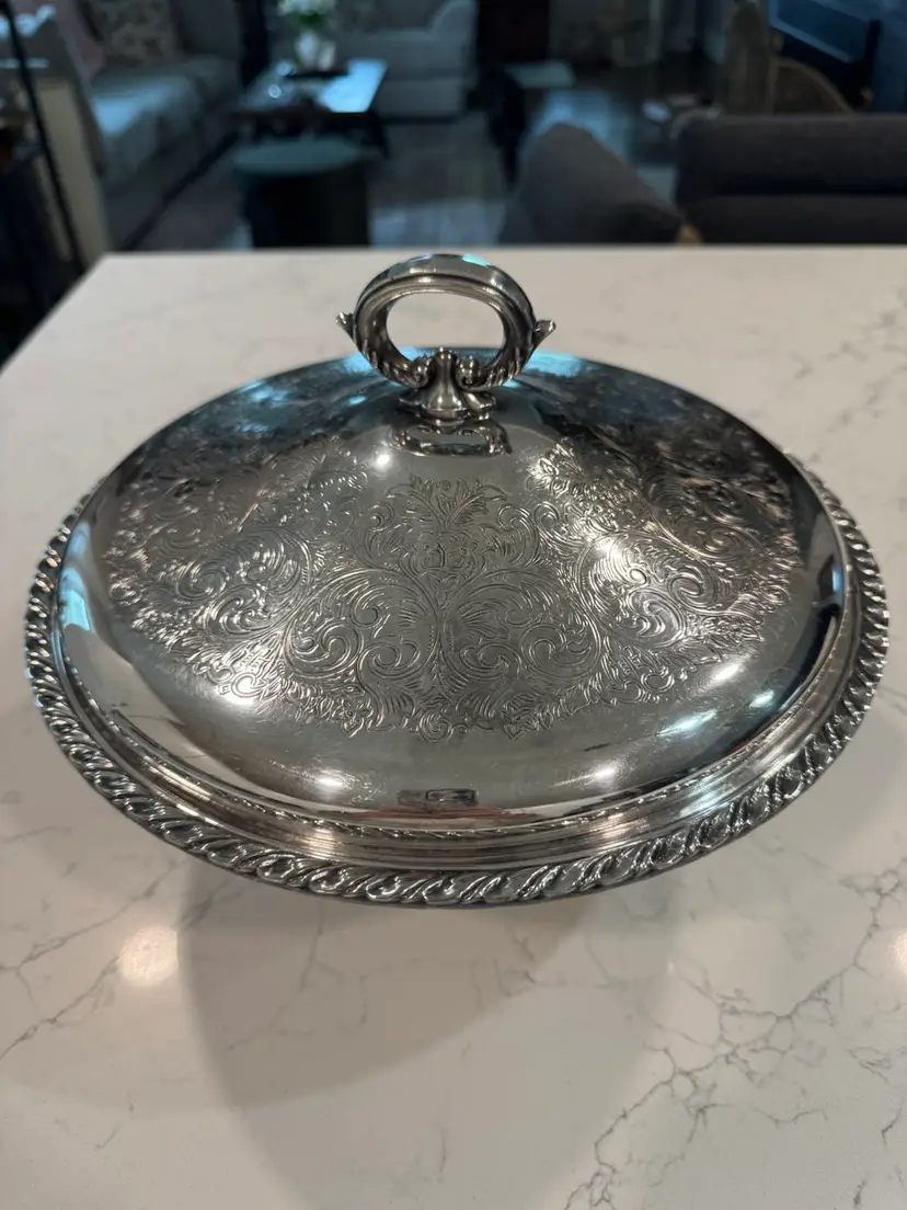 2 Piece Footed Silver Plate Serving Dish
