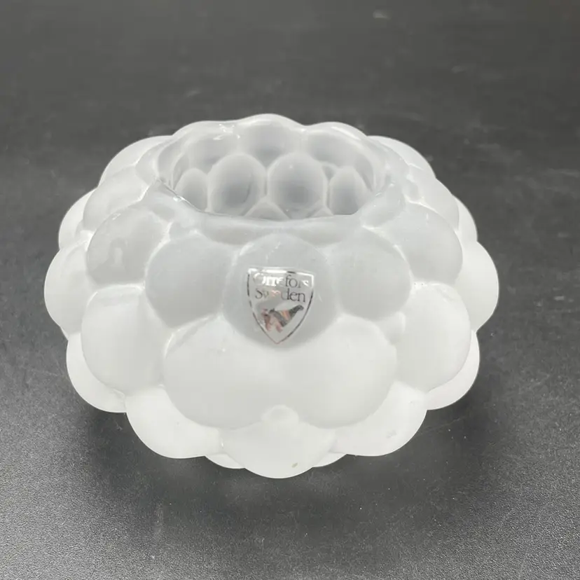 Orrefors Frosted Raspberry Votive Tea Light VTG Glass Candle Holder Sweden