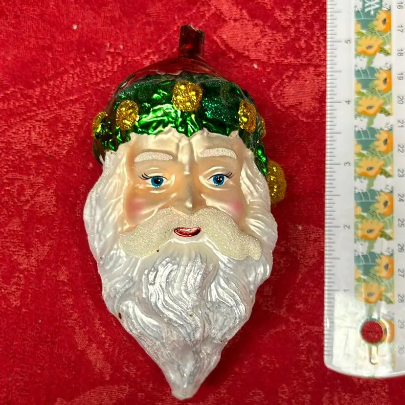 Old World Glass Santa Head