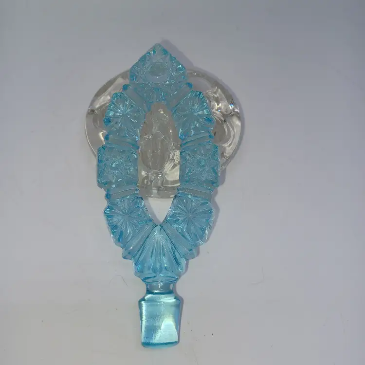 Vintage Fenton light blue carnival glass perfume stopper
