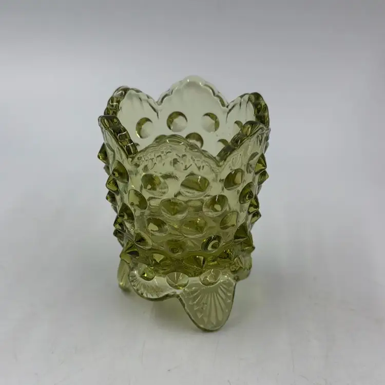 Vintage Fenton Colonial Green Hobnail Toothpick Or Votive Holder