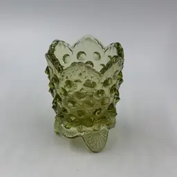 Vintage Fenton Colonial Green Hobnail Toothpick Or Votive Holder