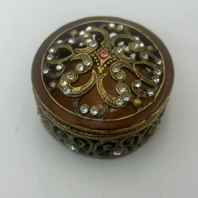 Jeweled Enameled Trinket Box 2.25”