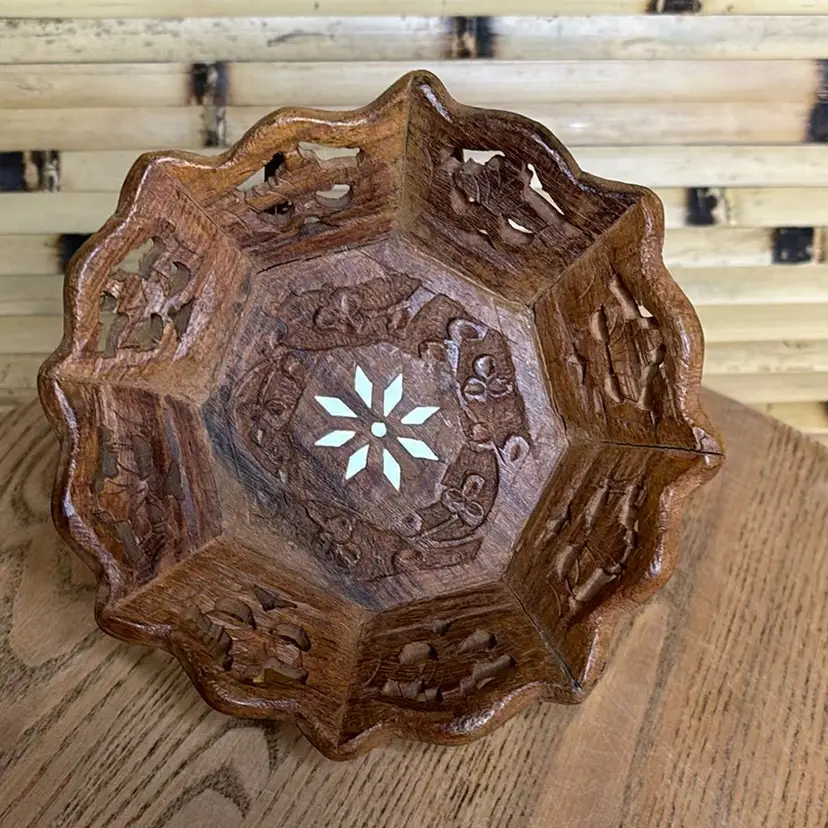 Carved Wooden Tray/dish With Inlay