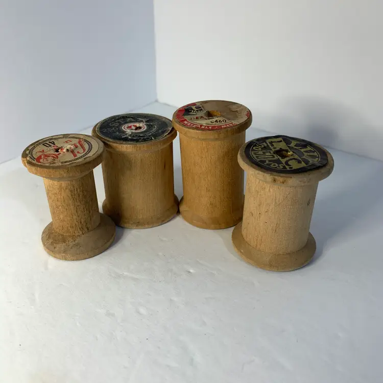 4-Wooden Thread Spools