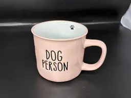 Dog Person Pink Ceramic Coffee Mug Paw Print Inside 16 ounces