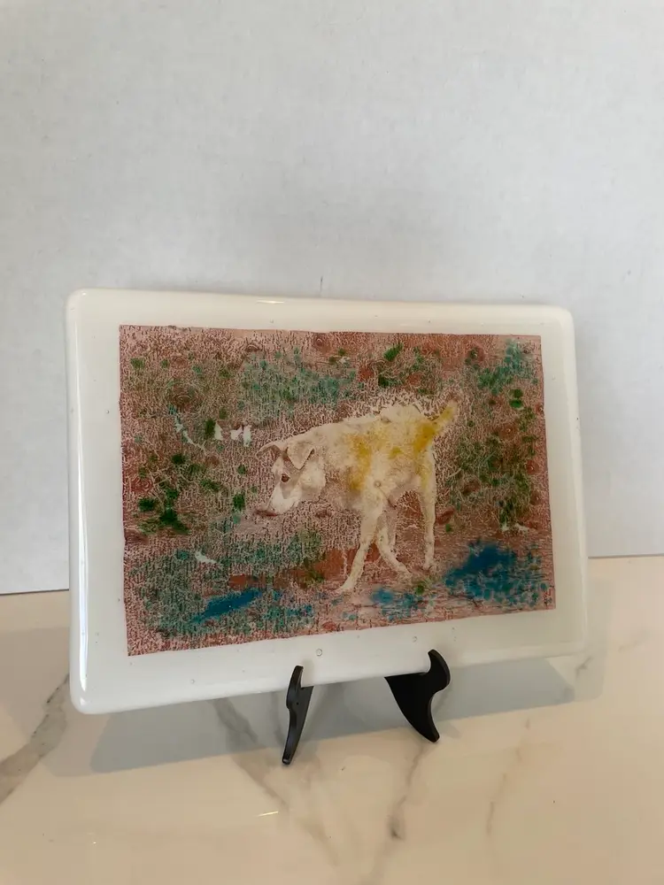 Art glass Tile Dog