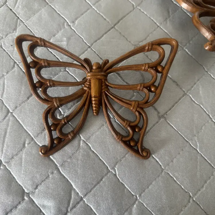 Vtg 70s Dart Inc Homco Set of 3 Butterfly Plastic Wall hanging 9", 8" & 5.75 "