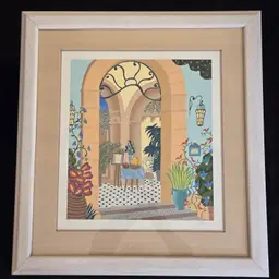 Framed Lithograph Thomas McKnight "Positano Restaurant" Limited-Edition 27"×29" Approximately