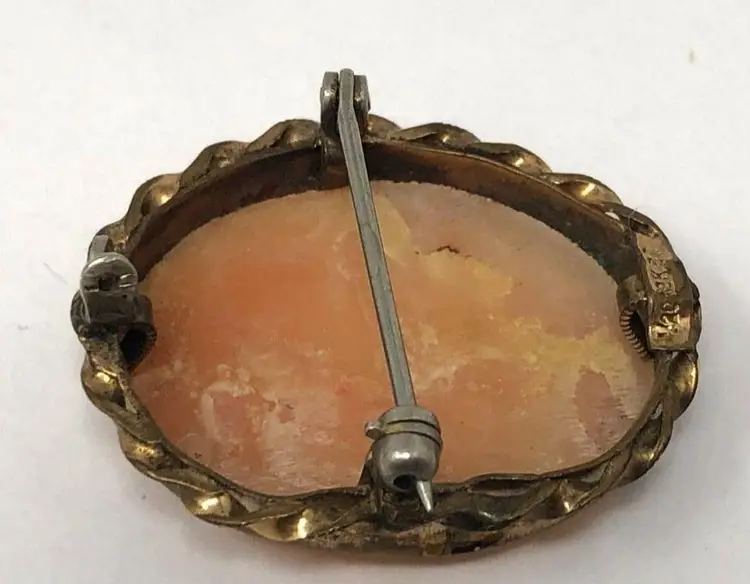 12Kt GF Carved Shell Cameo Pendant & Brooch Vintage 1930s Victorian Pin
