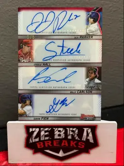 JoJo Parker Steele Hall Billy Carlson Gavin Fien 2025 Bowman's Best Quad Autographs Red 5/5