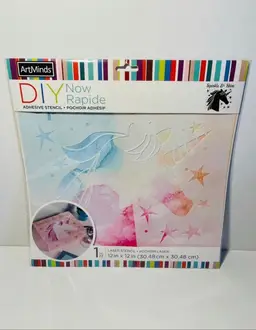 ArtMinds DIY Adhesive Unicorn Laser Stencil Sparkle & Shine 12" x 12"
