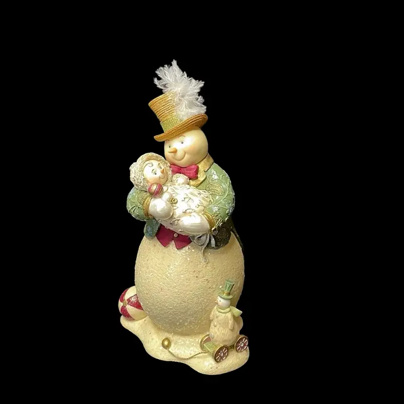 Winter Promenade Cozy Hug Snowman Snow Baby Figurine Christmas Holiday Decor