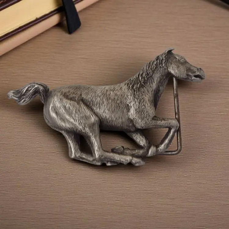 Vtg Indiana Metal Craft 1978 Pewter Figural Running Horse Belt Buckle Western