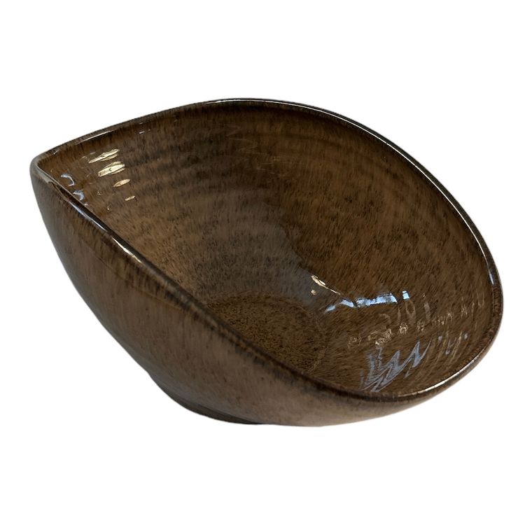 Potts Pottery Brown Glazed Curved Bowl - Signed J.P. Potts from N.C.