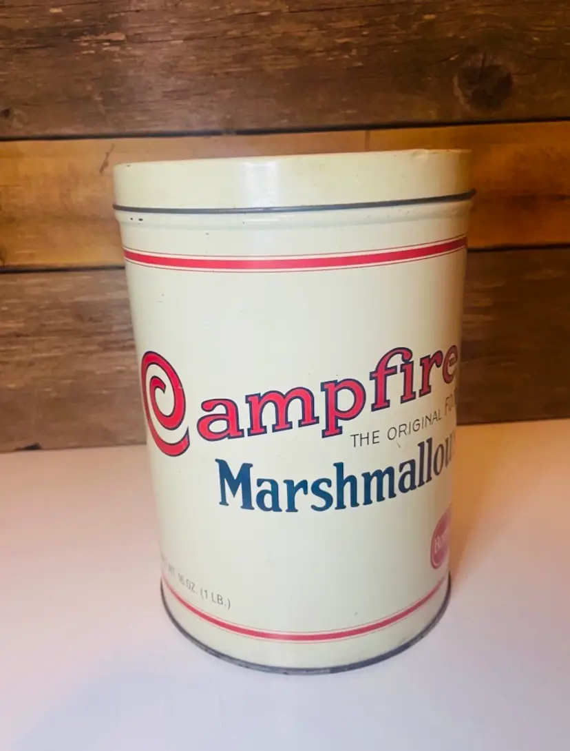 Vintage Campfire Marshmallow Tin 1920s Replica Tin CottageCore Farmhouse Cabin Rustic Americana