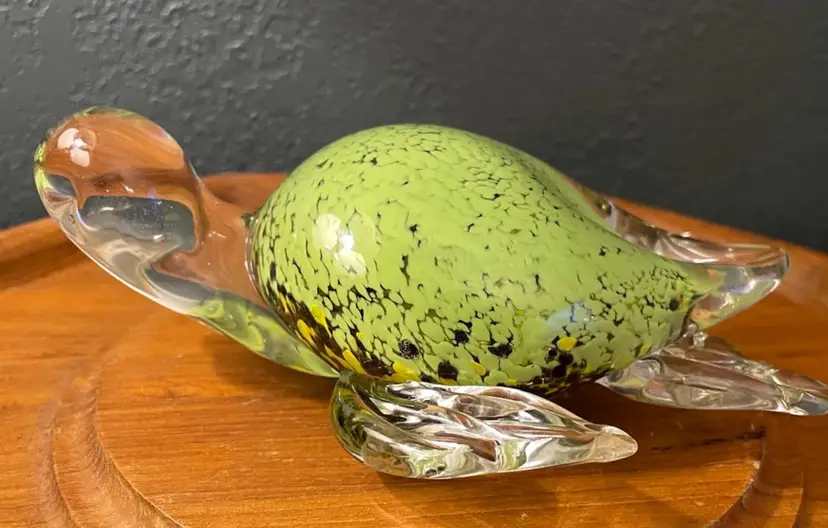 Hand Blown Art Glass Sea Turtle Beautiful Green