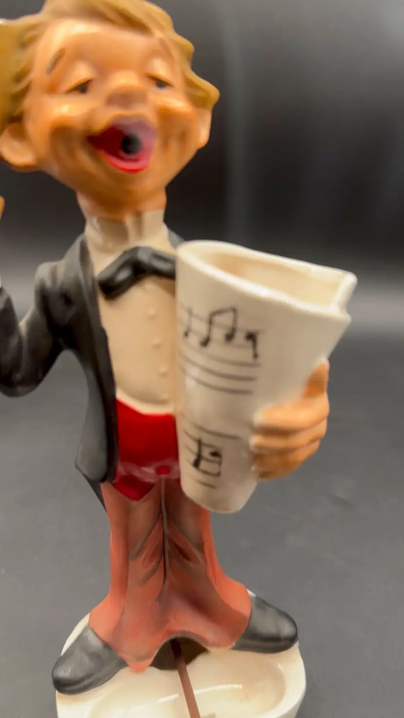 Outstanding Vintage Smoker’s Caddy Musician With Sheet Music Match Holder, Unmarked 8.5”T 4”W