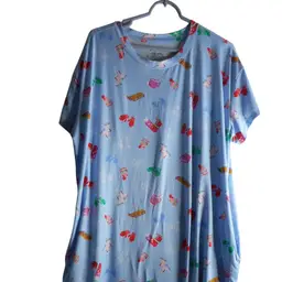 Joyspun Nightgown Nightshirt Sleepwear pockets Blue winter Sz L / XL sled snow