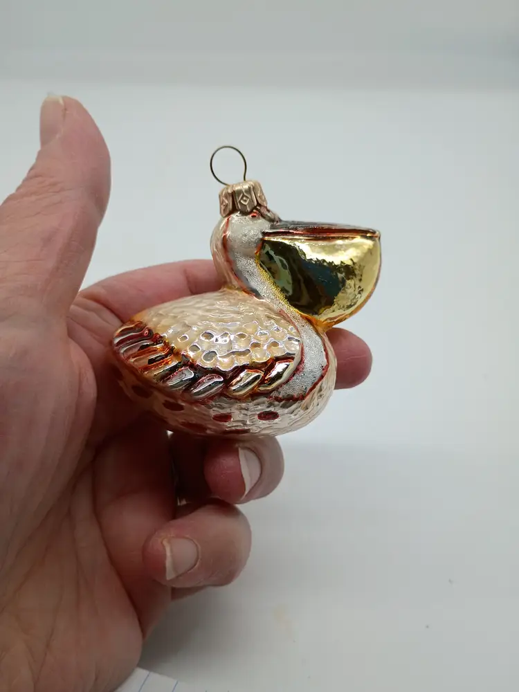 Varisovia of Poland Hand Blown Glass Pelican Christmas Ornament