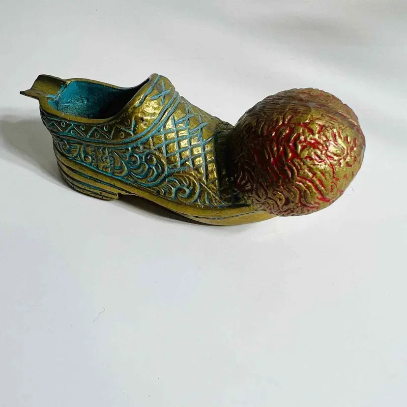Brass Ashtray Shoe Cigarette Holder Metal Design Home Decor Vintage Ball 
