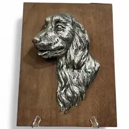 Vintage Heavy Wood Metal Cocker Spaniel 3D Dog Head Decorative Wall Art Plaque