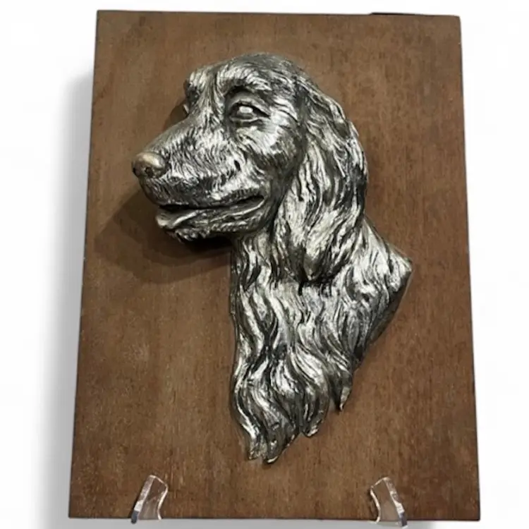 Vintage Heavy Wood Metal Cocker Spaniel 3D Dog Head Decorative Wall Art Plaque