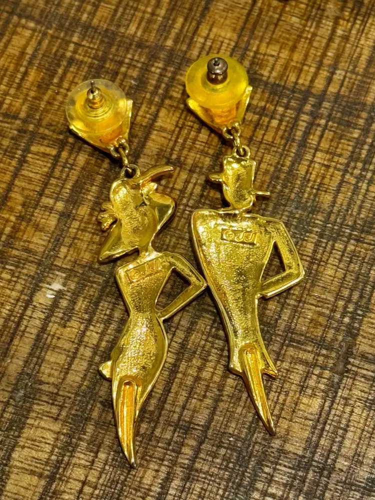 Vintage JJ Lady And Man Earrings