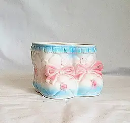 Vintage Inarco Baby Shoe Planter – Pink & Blue – E4570 Japan