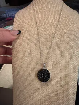 Sterling Silver black Spinel pave Necklace And Earring Set. New.