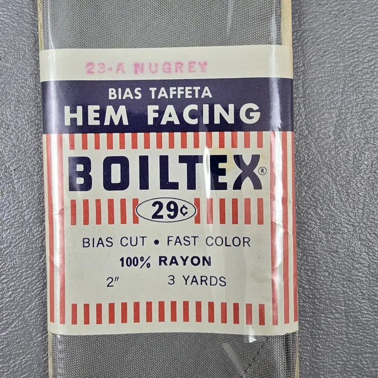 New Vintage Boiltex Hem Facing Bias Taffeta  Rayon 2" / 3 Yards #23-A Nugrey Light Grey