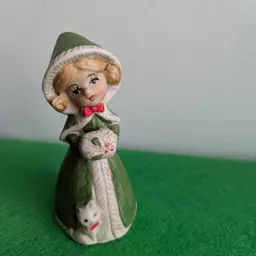 Vintage Jasco 1978 Merri-Bells Girl w/Cat Muff Porcelain Figurine