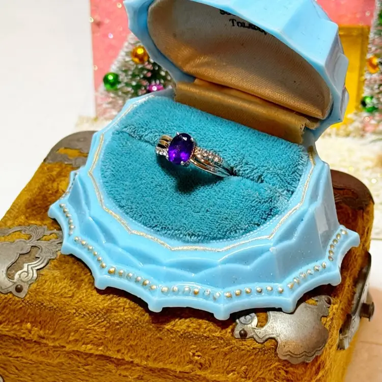 Sterling Silver Amethyst & White Topaz Ring Sz 7