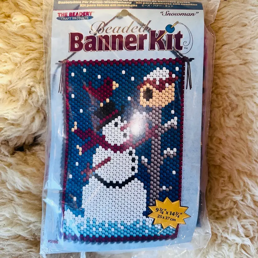 NOS Vintage 2001 The Beadery Craft Products Beaded Banner Kit SNOWMAN #5186