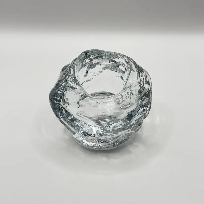 Vintage Kosta Boca Crystal Snowball Votive Holder, Nordic Light, By Kosta Body, Made in Sweden