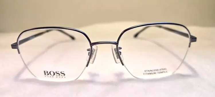 HUGO Boss 1346/F R81 Ruthenium Titanium Half Rim Eyeglasses Frame 54-19-145