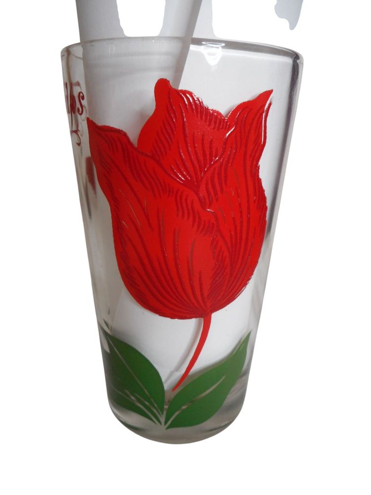 MCM Boscul Peanut Butter Drinking Juice Glass Tumbler Tulips Estate find 5"