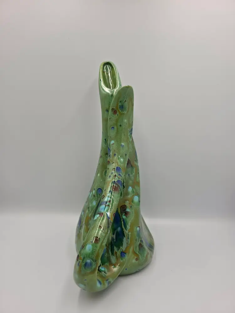 Vintage Green and Turquoise Speckled Drip Glaze Art Pottery Pitcher/Vase